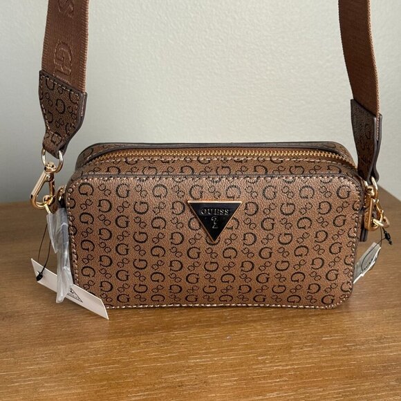 Guess Brown Logo Crossbody Handbag NWT - Picture 2 of 11